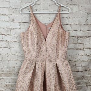 Dress the Population Collette Dress Fit and Flare Sleeveless Gold Pink Large